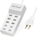 USB Charger,50W USB Charging Station with 10-Port (6 USB-A Port & 4 USB-C Port) Compatible with iPhone 15/14/13/13pro Max 12/12 Mini/12Pro/12 Pro Max/11,Tablets, Smartphones White | Desktop Charging Station by Wyssay