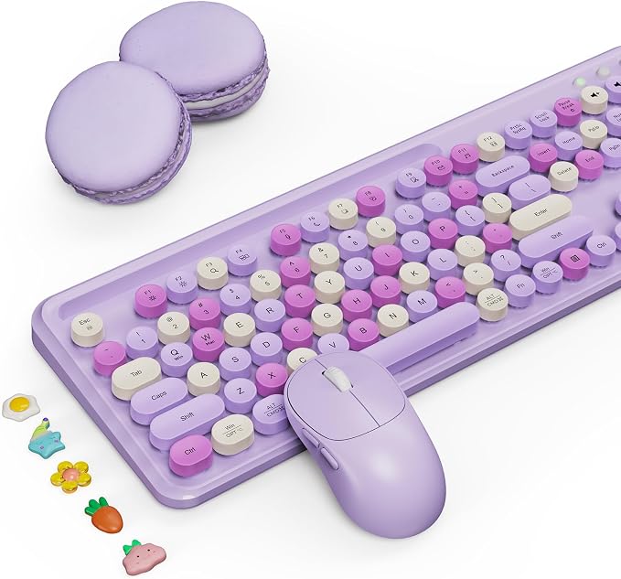 Wireless Keyboard and Mouse Combo, Purple, Round Keycaps, Tablet Holder | Full-size keyboard, typewriter-style design, 3-level DPI mouse, auto sleep, 2.4GHz for Mac Windows PC laptop, Trueque CK13 - Image 9