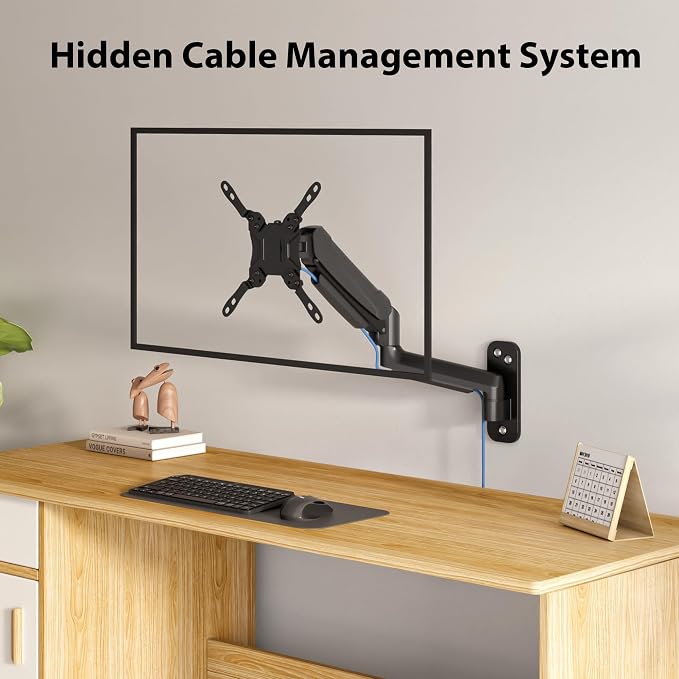 BONTEC Monitor Wall Mount Arm, 13-42 Inch Screens, Max VESA 200x200mm | VESA Gas Spring Height Adjustable, Max 19.8lbs, Swivel, Tilt, Space-Saving Desk Mount, Easy Installation, Single Arm TV Mount - Image 7