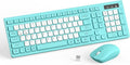 Wireless Keyboard and Mouse Combo Silent for Office and Home(Tifany Blue-B) | 2.4G Full Size Silent Cordless Keyboard with Tilt Legs,3-Level DPI Quiet Mouse,for Windows/Mac OS/Desktop/Laptop/PC by RECCAZR