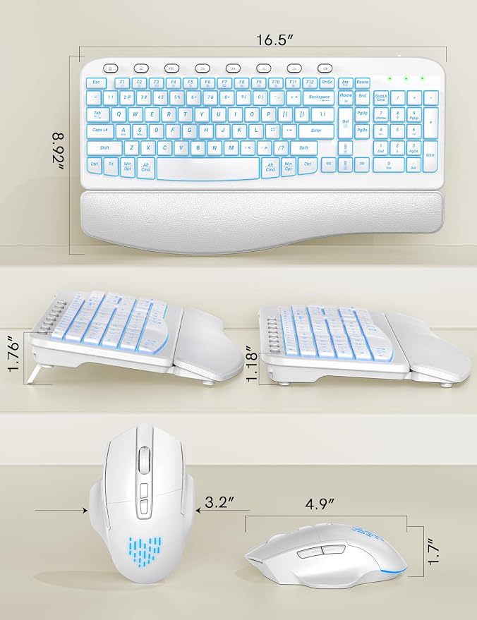 Wireless Keyboard and Mouse Combo, Ergonomic Wave with Wrist Rest - Image 8