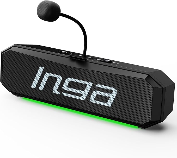 INGA Computer Speakers with Detachable Mic, Plug-and-Play USB Soundbar with Dynamic Lighting, Game/Music Modes, Compatible with PC, Laptop, PS5, Mac by INGA