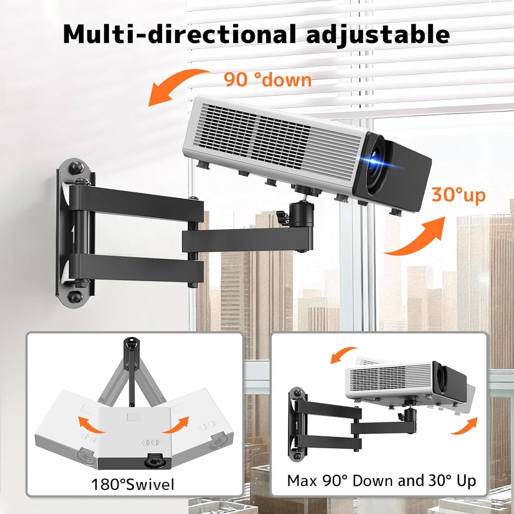 Foldable Projector Wall Mount, Fits 1/4", M4 & M6 Screws, 360° Rotation - Image 5