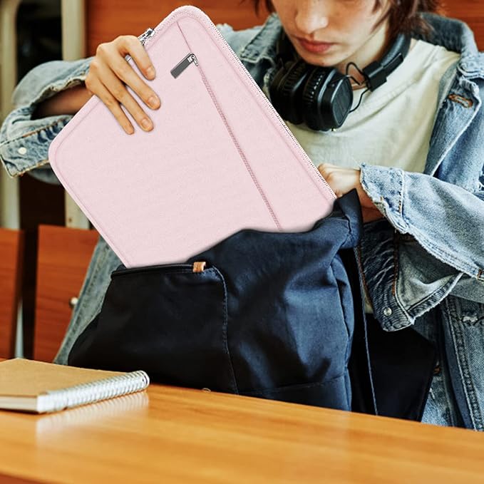 15.6 inch Laptop Sleeve Case, Durable Computer Carrying Bag Protective Case Briefcase Handbag with Front Pocket, Slim Laptop Cover for 15.6 Inch HP, Dell, Lenovo, Asus, Notebook, Pink - Image 5