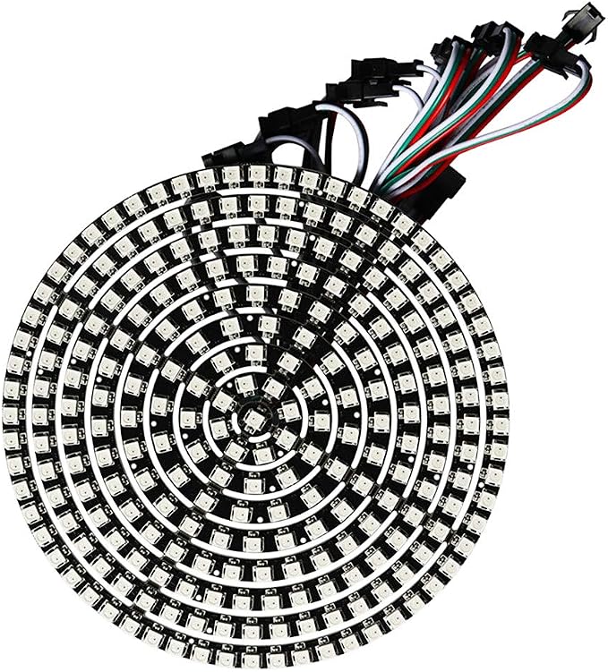 241 LEDs 9 Rings WS2812B 5050 RGB LED Ring Lamp Light Individually Addressable Full Dream Color DC5V with Mini Controller by WESIRI
