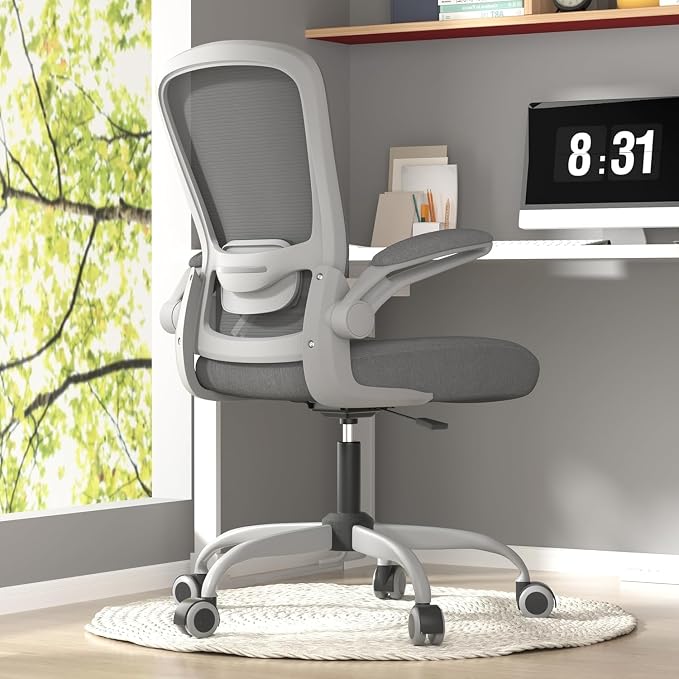 Ergonomic Office Chair w/Adjustable Lumbar, Flip Armrest, 135° Recline | Supports 300 lbs · Seat 19.48"–23.4" · Breathable mesh · 20–30 min assembly · 5-year warranty by Mimoglad