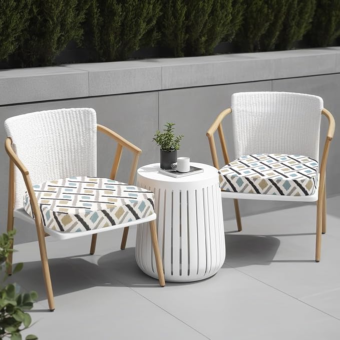 idee-home Outdoor Chair Cushions Set of 2, 17" x 17" D-Shaped | Thick Outdoor Seat Cushions Waterproof Patio Furniture with Ties Dining Pads - Image 5