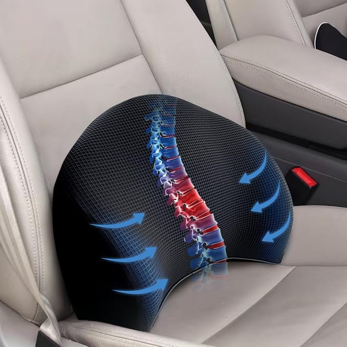 Lumbar Support Pillow for Car, 100% Memory Foam Lumbar Pillow for Car Seat | Lumbar Support with Breathable Removable Cover, Ergonomic Design - Back Pillow Lumbar Support Pillow for Back Pain Relief - Image 8