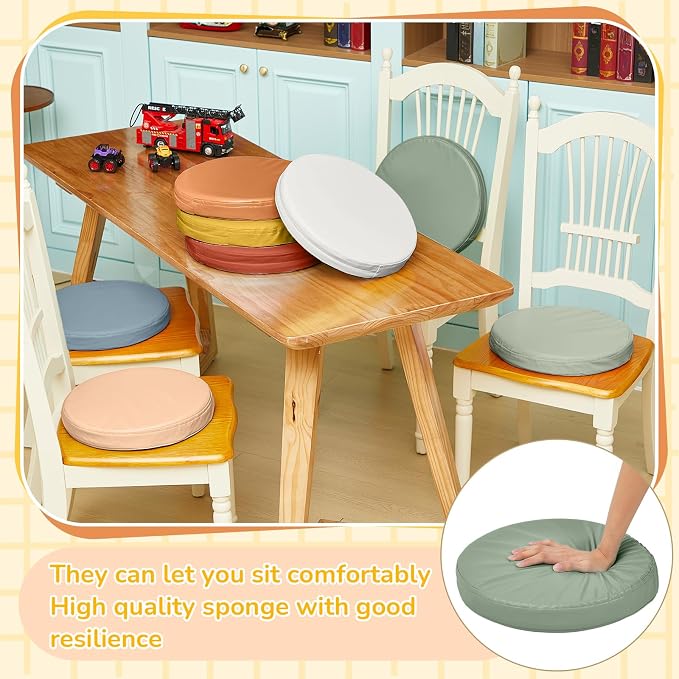 Juexica 8 Pcs Floor Cushions Kids,Boho Color,13.8 X 13.8 X 2 Inch | Extra Thick 2" Flexible Seating Classroom, Assorted Colored Floor Pillow, Soft Round Cushions for Kids Students Office School - Image 3
