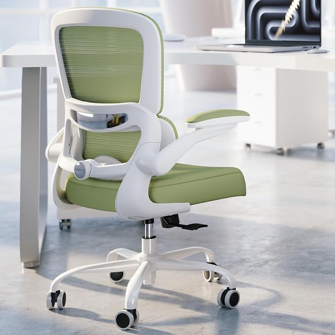 TRALT Office Chair - Ergonomic Desk Chair with Adjustable Lumbar Support, Mesh Computer Chair, Executive Chair for Home Office Comfortable Lumbar Support (1, White Green) by TRALT