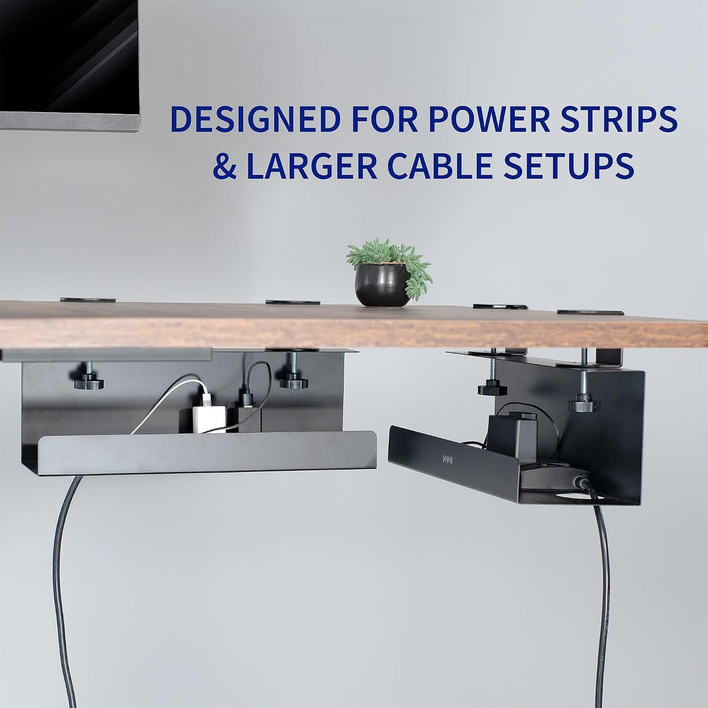 VIVO Clamp-on Cable Management Tray, 2 Pack, 17", Holds 11 lbs Each - Image 4