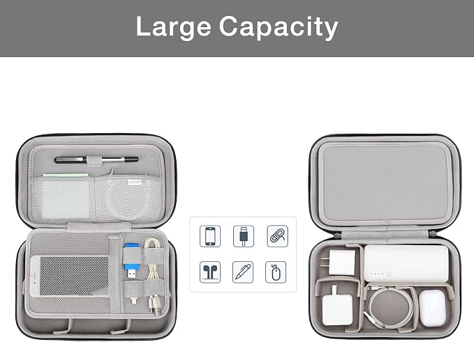 MOSISO Electronic Organizer Travel Case Compatible with MacBook Power Adapter, Compatible with Magic Mouse & Pencil, SD Card, USB Flash Disk with 4 Modular Insert & 2 Cable Tie & Snap Hook, Black - Image 2