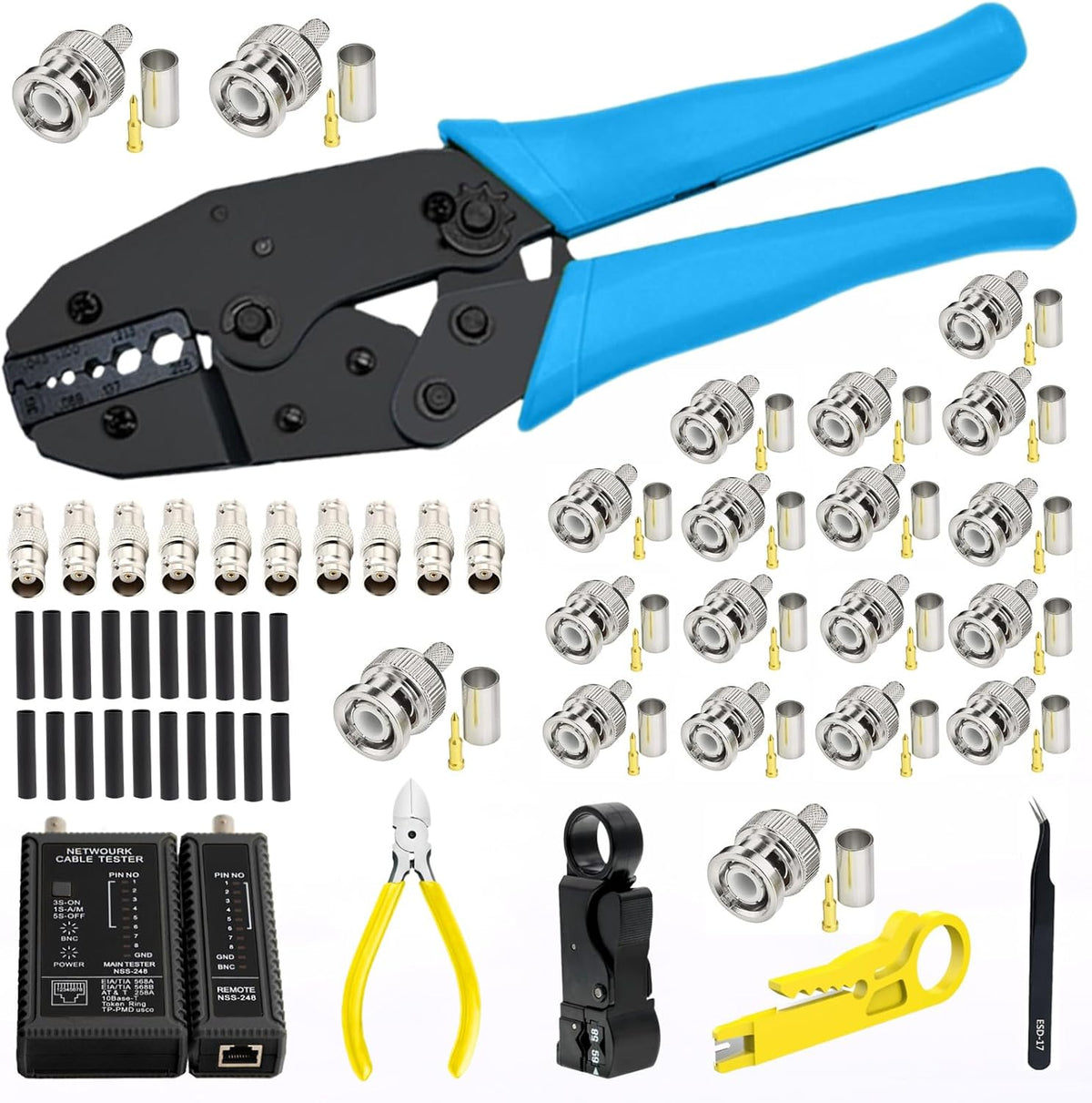 Coaxial Cable Tool Kit, BNC Crimp tool for RG58, RG59, RG62, RG174 by Dasxskj