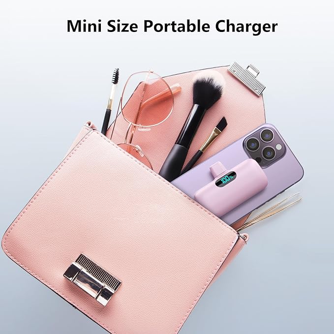 [2-Pack] Mini Portable Charger USB C Power Bank,Upgraded 5000mAh PD Fast Charging Battery Pack Built-in USB-C Connector Travel Essential for iPhone17/17Pro/17Pro Max/Air/16 Plus/16Pro Max/15 Series - Image 4