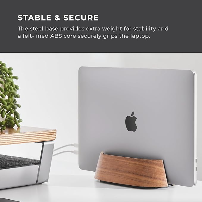 HumanCentric Vertical Laptop Stand in Maple Wood, Adjustable | Upright Adjustable Holder & Dock, Laptop Vertical Stand Fits MacBook Pro and Other Laptops .5" to 1.5", Clamshell Compatible - Image 6