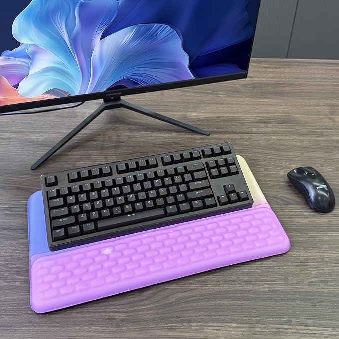 Computer Keyboard Stand with Wrist Rest, Ergonomic Tilted Keyboard Holder - Keyboard Riser with Wrist Pad - Keyboard Tray Support for Office Home - Starry Pink - Image 7