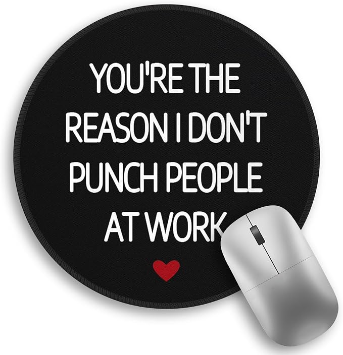 Funny Work Mouse Pad, Small Round Mousepad for Desk, Laptop | Mini Travel Wireless Mice Pad for Computer, Office Accessories, Coworker Gifts, 8.6 x 8.6 inch by Lebrocoli