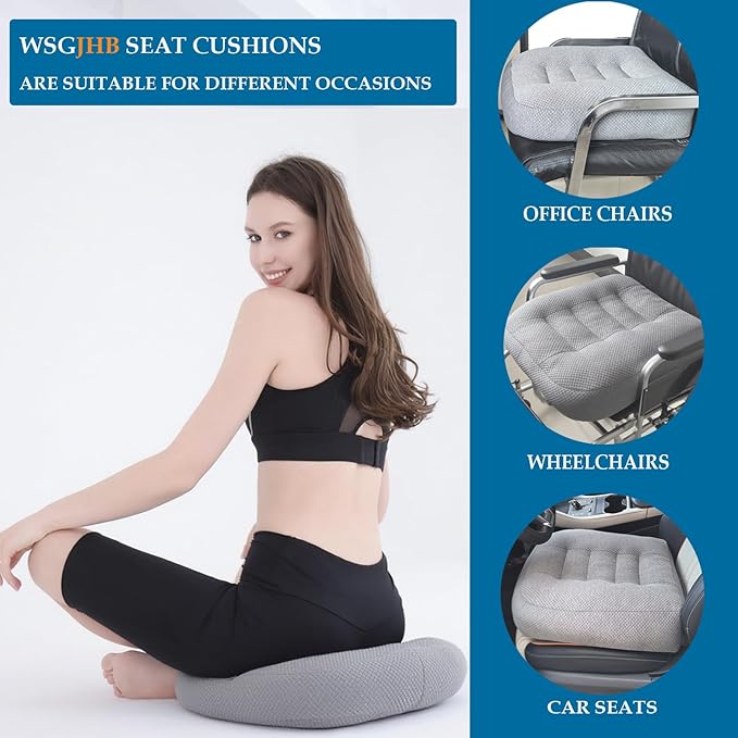 WSGJHB Large Seat Cushion, Extra Thick Booster Seat Cushions Long Sitting | Office Chair Cushion Long Sitting Office Workers, Car Drivers, Relieves Back Pain, Breathable, Anti-Slip, 20x20x6 inchs - Image 6