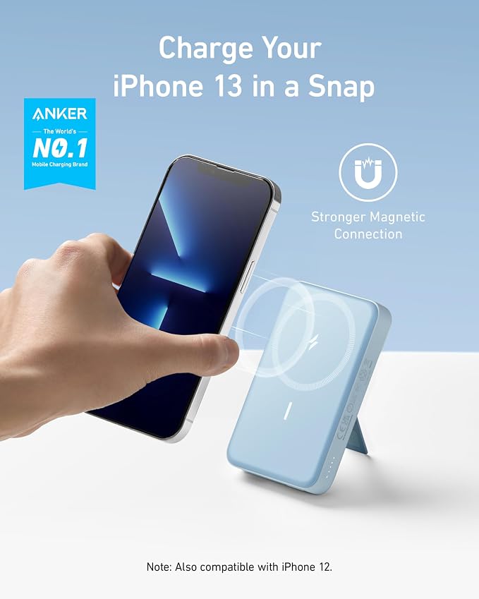 Anker 633 Magnetic Power Bank with Stand, 10,000mAh Portable Charger | Foldable Wireless Charger with 20W USB-C Power Delivery, MagSafe-Compatible for iPhone 16 / 15 / 14 / 13 / 12 Series - Image 2
