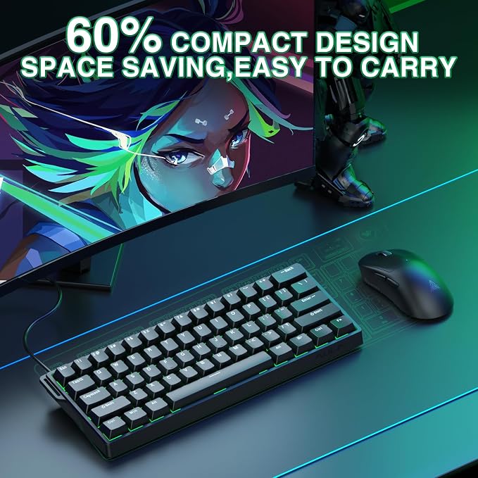 Aula WIN60 HE - 60% Mechanical Gaming Keyboard Wired, Magnetic Switch Hot Swappable, Adjustable Actuation Rapid Trigger Mode, 8000 Hz Polling Rate, RGB Small Keyboard 60 Percent Compact Design for PC - Image 3
