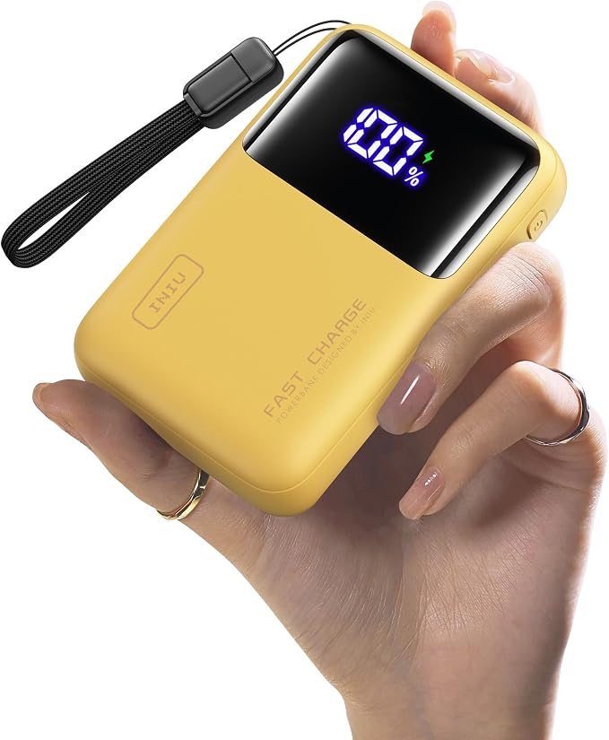 INIU Laptop Power Bank, Smallest 20000mAh 65W Fast Charging Battery Pack | USB C Cable, Flight-Safe, Travel Essentials, Portable Charger for MacBook Pro, Steam Deck, iPhone, iPad etc, Yellow by INIU