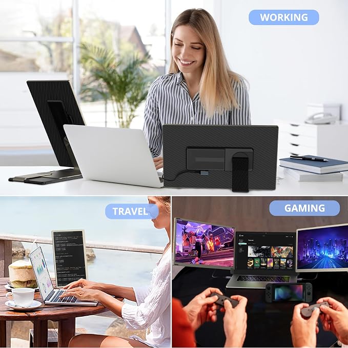 15.6" Laptop Screen Extender, FHD 1080P IPS Triple Monitor Extender, Detachable Portable Monitor for Laptop 13-17.3",Plug-Play Portable Screen Compatible with MacOS/Windows/Phone - Image 5