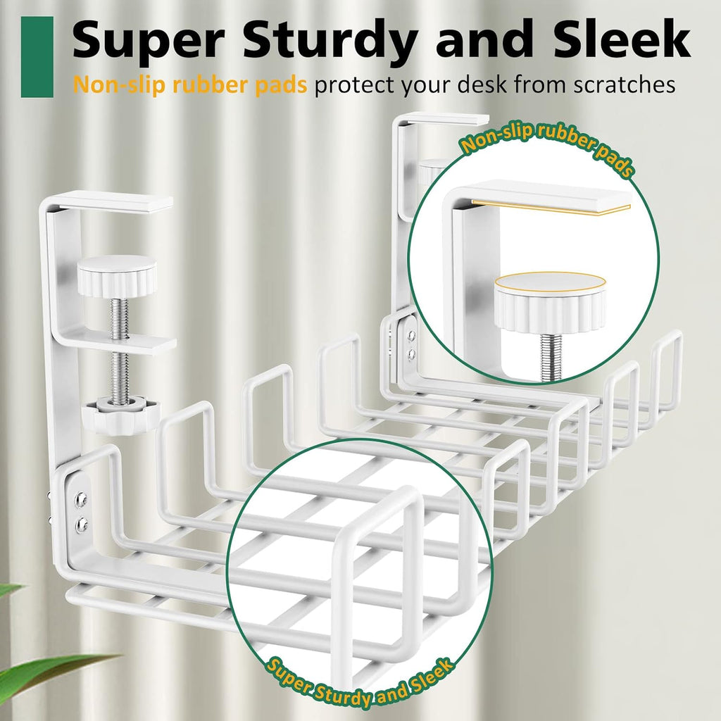 Under Desk Cable Management Tray No Drill Steel 15.7" - Image 5