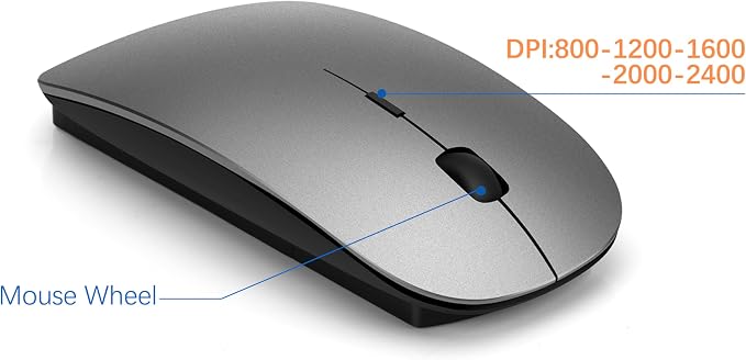 Wireless Keyboard and Mouse Ultra Slim Combo, TopMate - Gray Black | 2.4G Silent Compact 2400DPI Mouse and Scissor Switch Keyboard Set with Cover, Batteries Included, for PC/Laptop/Windows/Mac - Image 4
