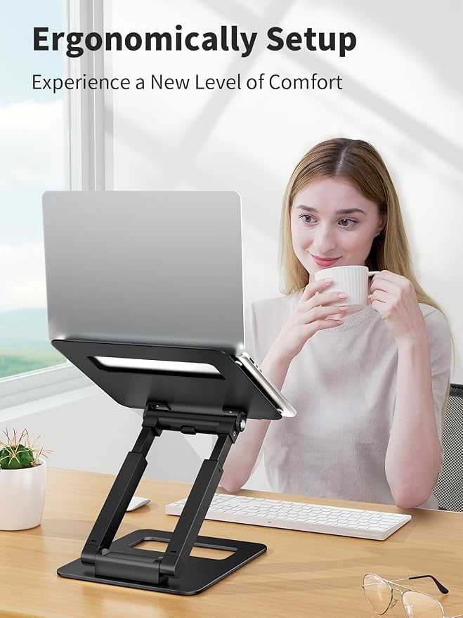 tounee Laptop Stand for Desk Adjustable Height, Telescopic Computer Stand with Pull Out Design Ergonomic Laptop Riser Fits All Laptops 10-17"-Black - Image 6