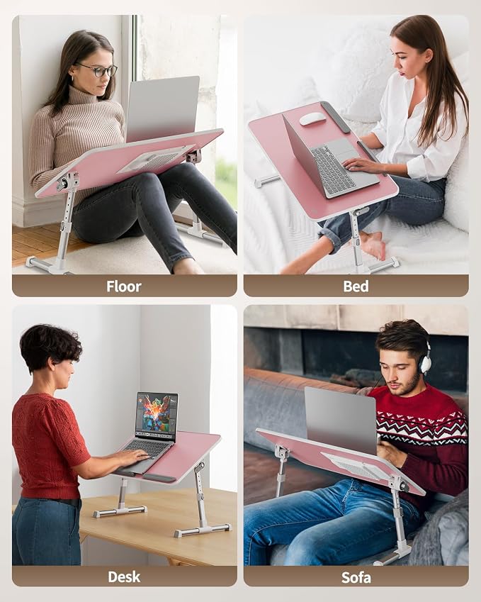 Laptop Desk for Bed with Cooling Fan, Height & Angle Laptop Stand | SAIJI Lap Desk Tray Table, Adjustable Lightweight Foldable Portable Computer Table - Image 4