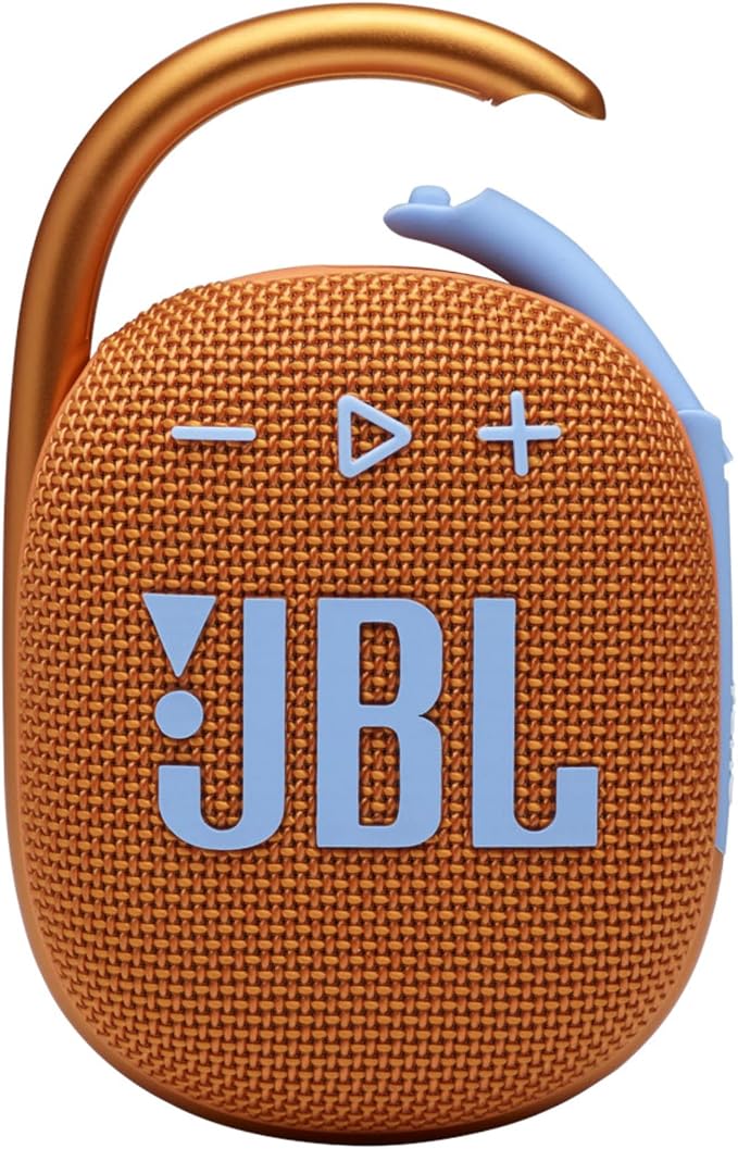 JBL Clip 4, Orange - Portable Bluetooth 5.1 Speaker - Up to 10 Hours of Play - Waterproof & Dust Resistant - Includes Noise & Echo-Canceling Speakerphone by JBL