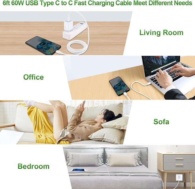 Fast Charger Block for Samsung Galaxy A17 A16 5G,A36,A37,S26 Ultra,S25 FE | Type C Charger Box Wall Plug Adapter+6FT USB C to C Cable for A54,Z Fold/Flip8,S24,A15,A53;iPhone 17 Pro Max 16e;Pixel 10 9a - Image 9