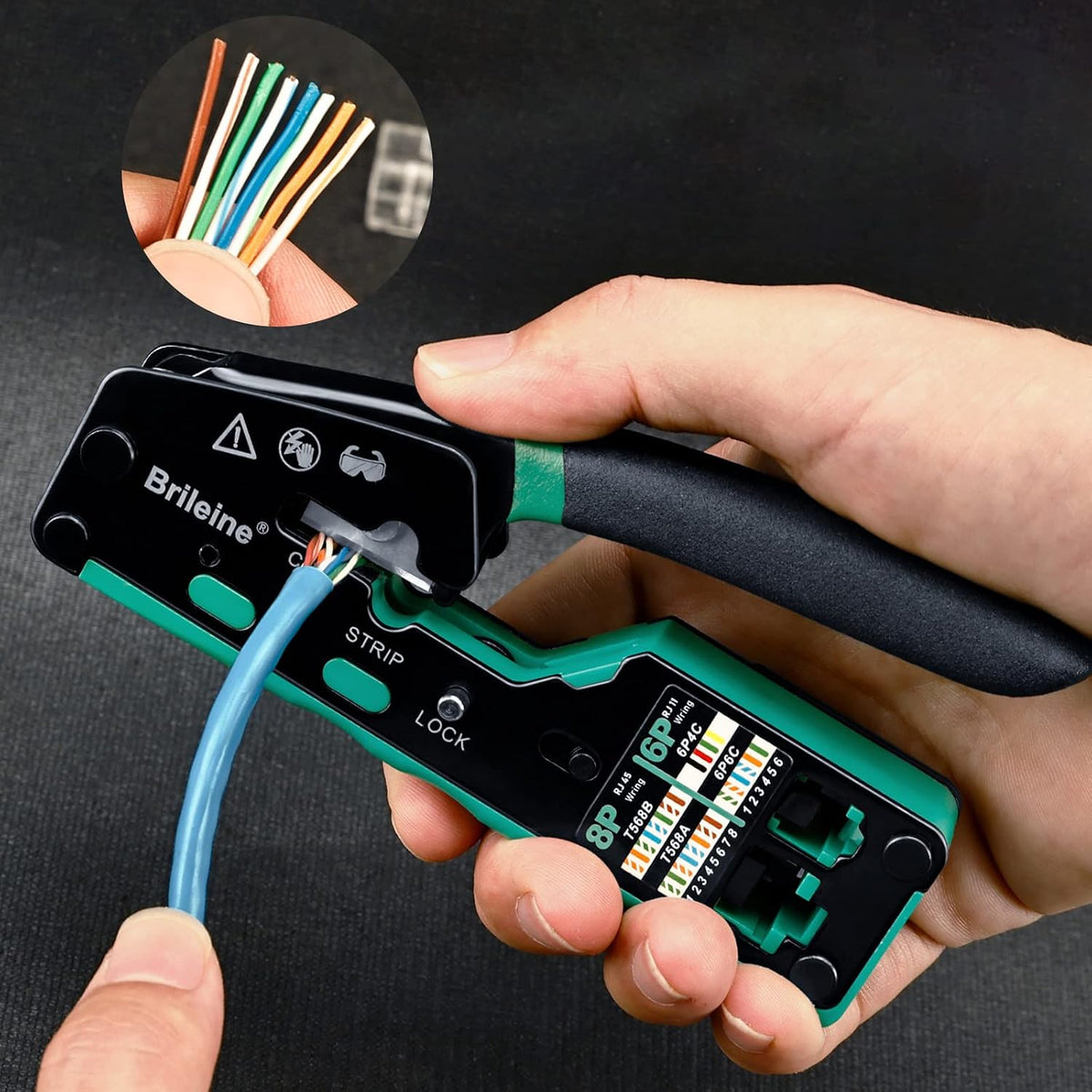 RJ45 Crimp Tool Pass Through Kit Ethernet Crimper Cat5 Cat5e Cat6 - Image 5
