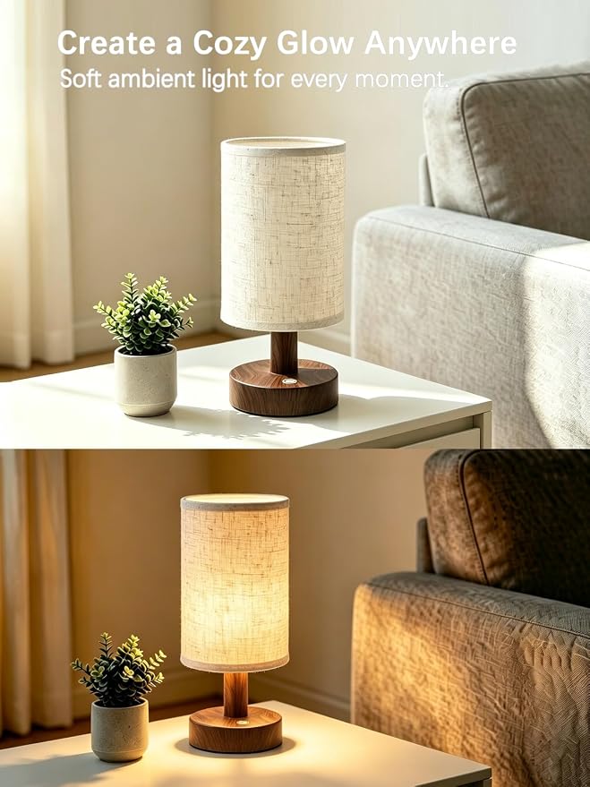 CHLORANTHUS 2 Pack Rechargeable Cordless Table Lamp – 4000mAh Battery Bedside Lamp, Mini Touch Control Dimmable LED Light with 3 Color Modes - Image 2
