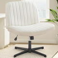 OLIXIS Criss Cross Chair, Vanity Chair, Home Office Desk | Armless No Wheels Wide Seat, Height Adjustable Swivel, Padded PU Leather, Bedroom Student Study, Beige Dual Base by OLIXIS