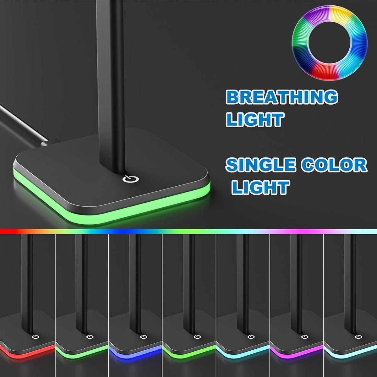Headphone Stand for Desk - Headset Stand Headphone Holder (RGB-Black) - Image 3