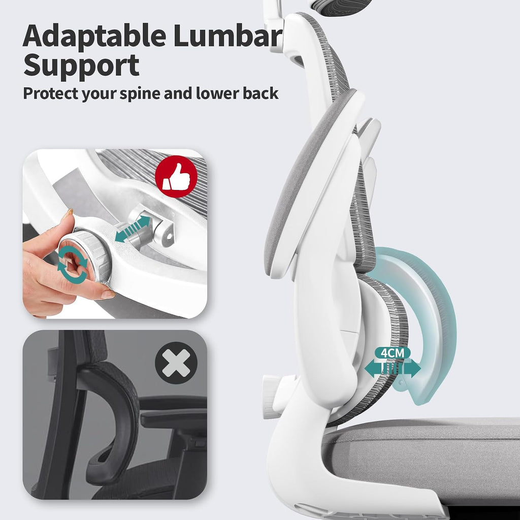 TRALT Office Chair Ergonomic Desk Chair with Lumbar Support Grey, 1 - Image 6
