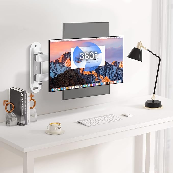 Suptek TV Wall Mount Swivel Tilt Rotation Full Motion Adjustable Articulating for Most 15-32 inch LED, LCD Monitor Wall Mount VESA 75,100, White (MA2720W) - Image 2