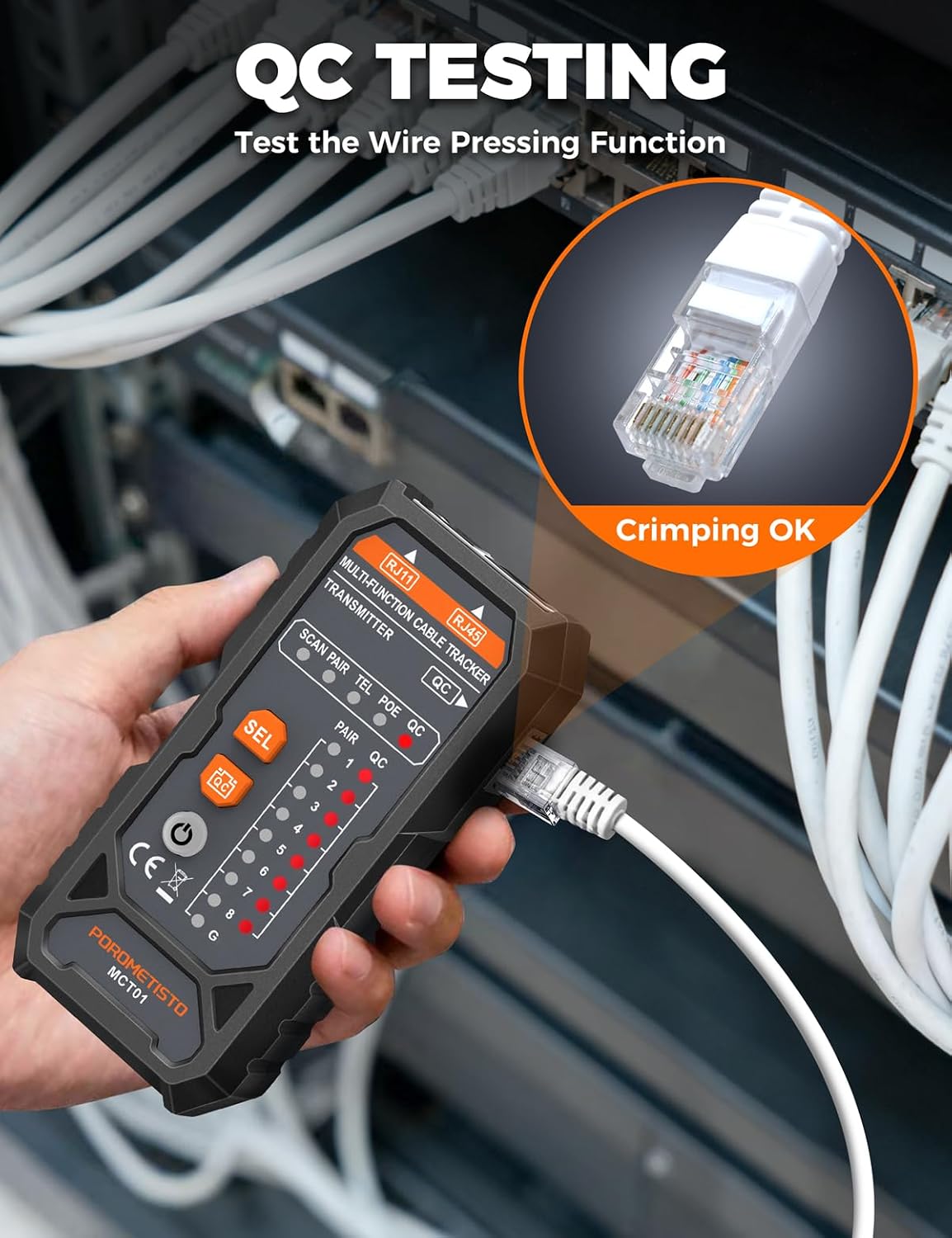 MCT01 4-in-1 Network Cable Tester-POROMETISTO,Telephone Line Polarity - Image 5