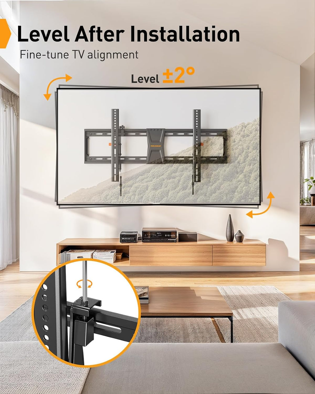 Perlegear Tilting TV Wall Mount for 50-90 TVs with Leveling Adjustment - Image 5
