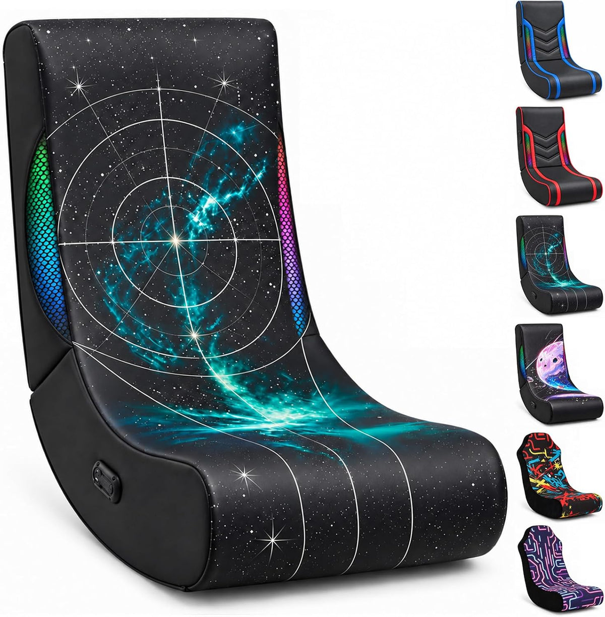 Foldable Floor Gaming Chair Rocker for Adults | Kids, LED Lights by Thctvous