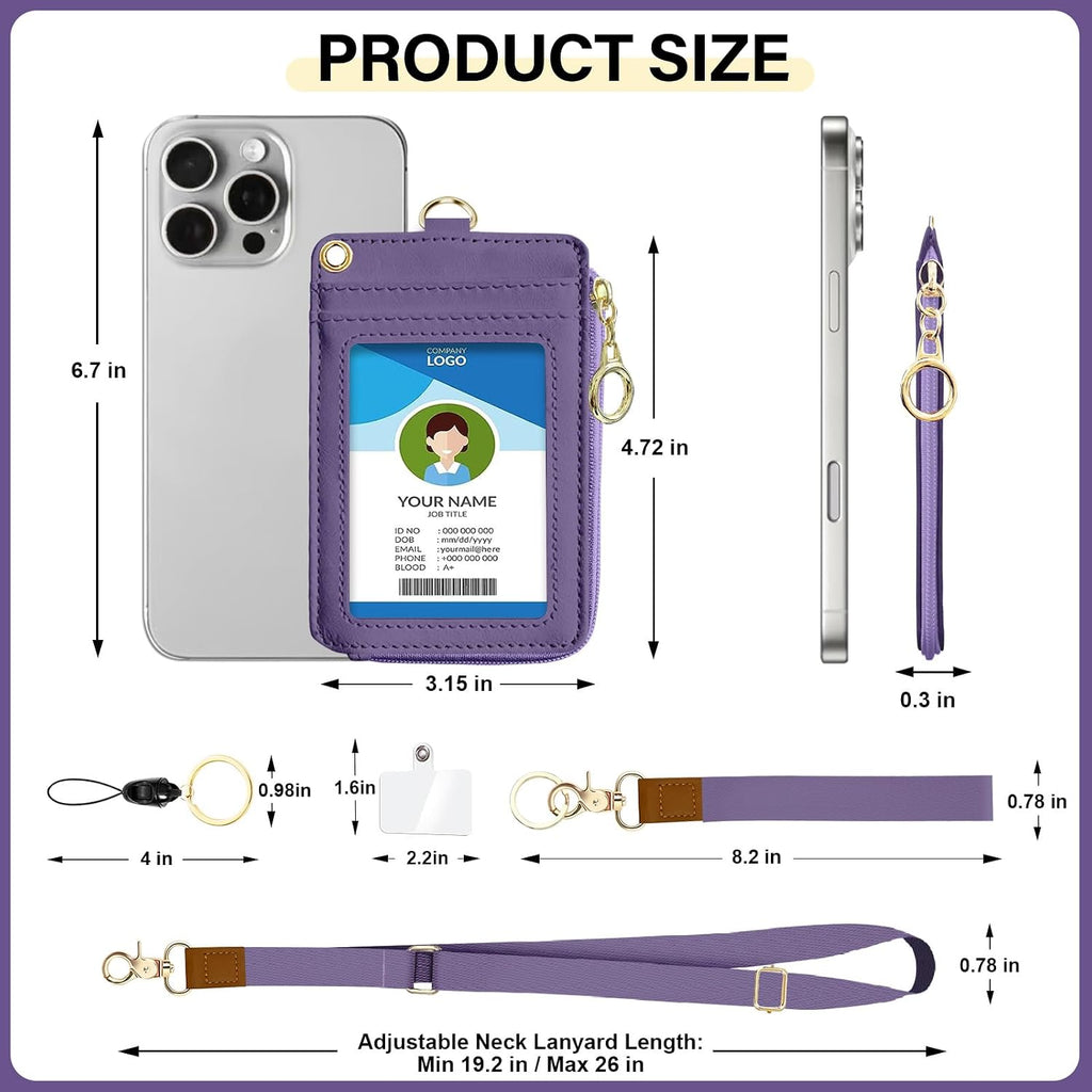 ID Badge Holder with Adjustable 2 Lanyard, RFID Blocking Lanyard Wallet - Image 6