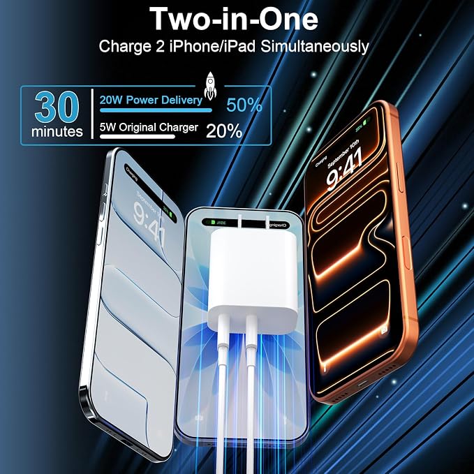 iPhone 17 16 15 Charger Fast Charging Cord 10FT Long USB C Charging Cable with 20W Type C Charger Block for iPhone 17 Pro Max/17 Pro/17/Air, 16 15 Pro Max/16 15 Pro/16 15,iPad Pro/Air, Android Phone - Image 3