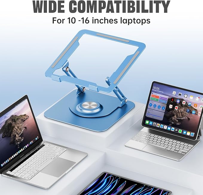 Laptop Stand for desk(360°Rotating),Aluminum laptop Riser for 10-16"Laptops | Adjustable Multi-Angle Ergonomic Laptop Stand, Foldable Portable for Home Office, Fits MacBook Air Pro Dell HP Laptops - Image 5