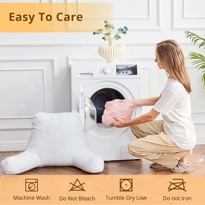 Sasttie Reading Pillow for Bed, Back Pillow for Sitting Up, Peach Pink | 18" Backrest Support Cushion for Couch, Sofa, and Floor, Dorm Essentials, OEKO-TEX, Adjustable Down Alternative Fill - Image 8