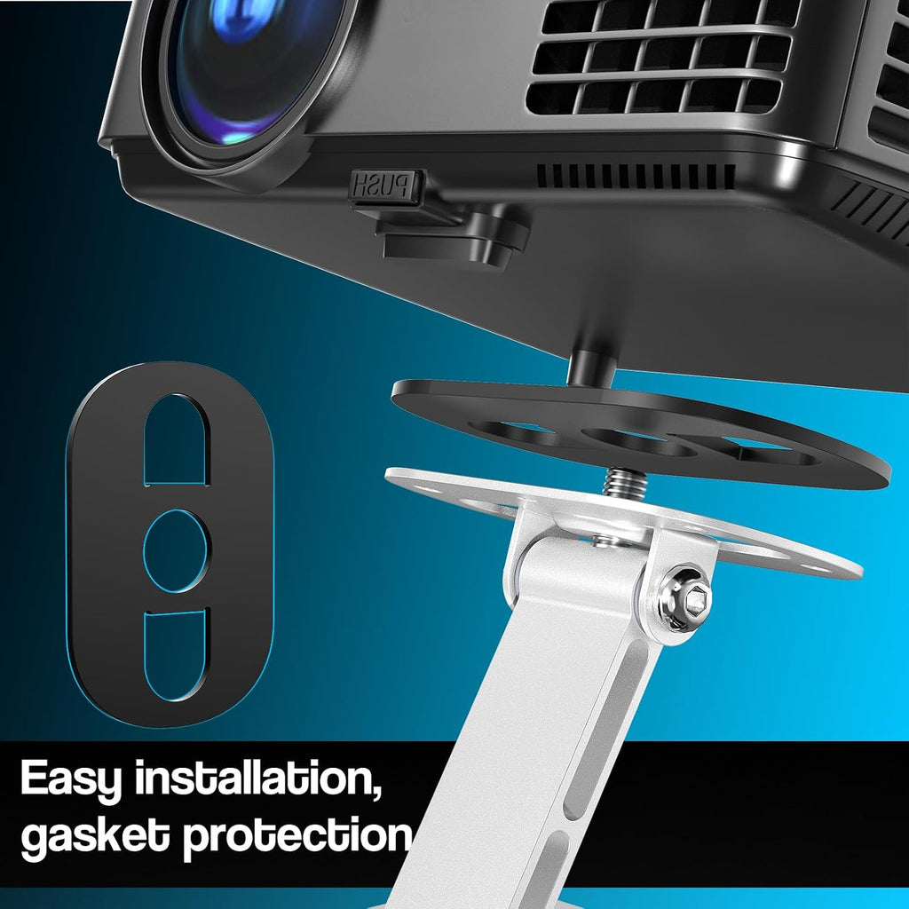 DAWASAPAT Adjustable Projector Stand with 1/4" Screw, Silver Ceiling Mount for Home Office Studio, Mini Projector Holder Bracket with Cable Ties - Image 5