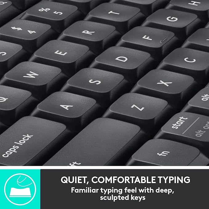 Logitech MK850 Performance Wireless Keyboard and Mouse Combo for Windows,macOS & ChromeOS,Bluetooth & 2.4 GHz USB Receiver, Full-Size Keyboard, Multi-Device,Cushioned Palm Rest – Graphite,Pack of 4 - Image 4