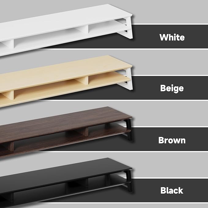 Dual Monitor Stand Riser for Desk, 41.7 Inch Large 2 Tier Computer Monitor Stand for 2 Monitors, Desktop Storage Organizer Shelf with Keyboard Space for Laptop PC Printer, Black - Image 7