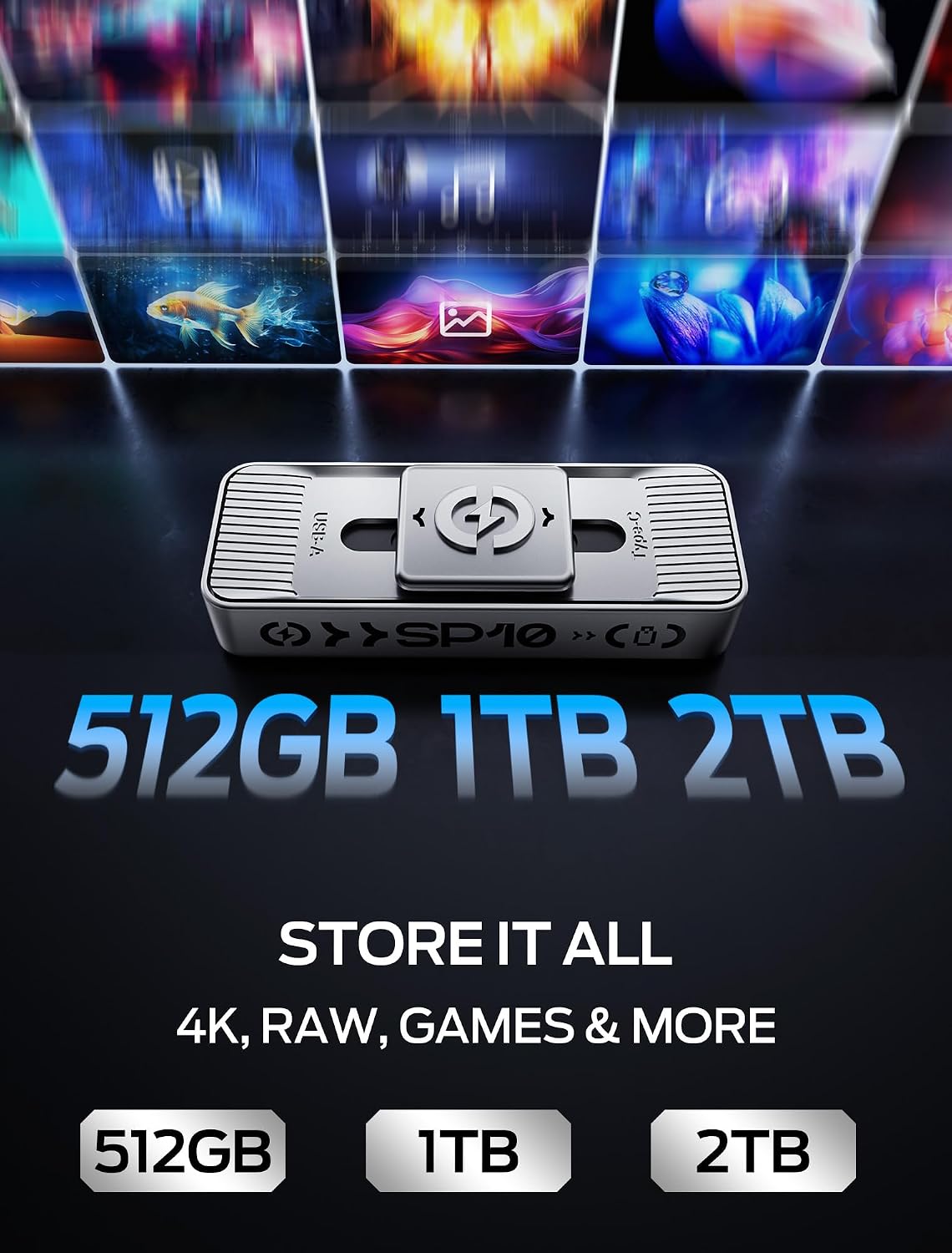 MOVE SPEED 512GB High-Speed 1050MB/s Read Pro Solid State Drives - Dual Ports USB 3.2 +Type C for Mac iOS Android Creators & Photographers - Image 6