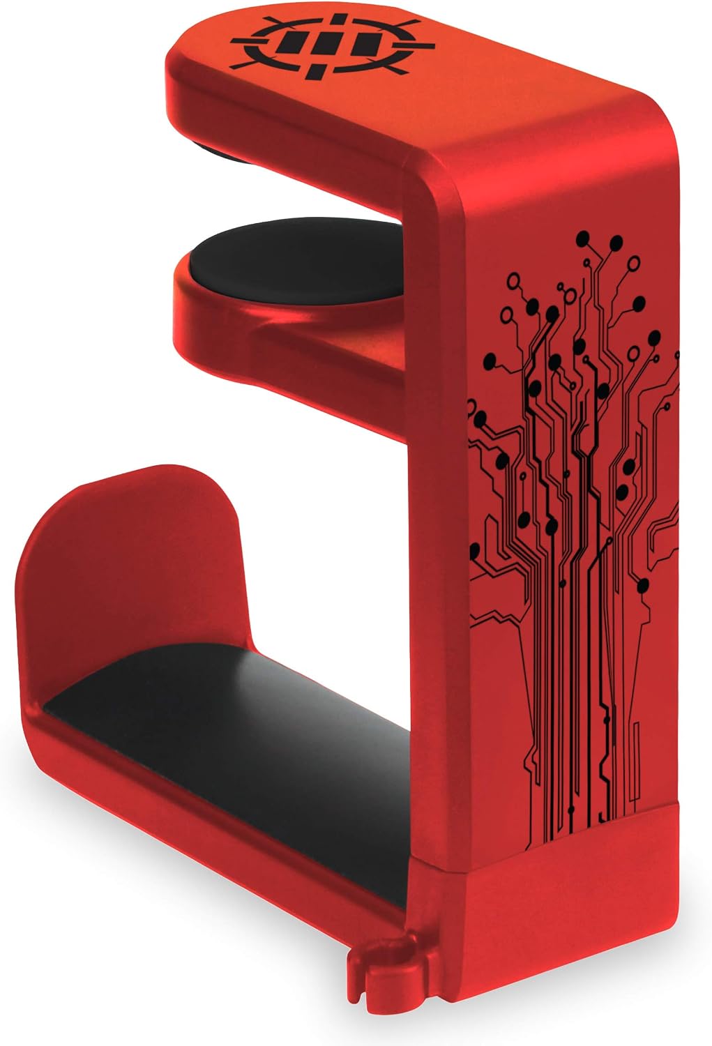 ENHANCE PC Gaming Headphone Holder - Desk Headphone Hanger Esports Headset Holder with Adjustable 360 Rotation, Under Desk Hook Clamp, Universal Fit - Built in Cable Clip Organizer - Red - Image 2